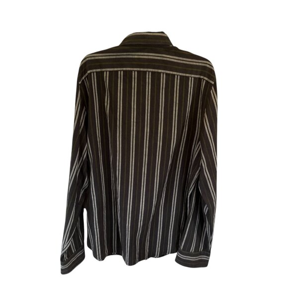 Club Monaco Button Down Shirt XL Striped Cotton Long Sleeve Black Gray  Casual - Picture 4 of 8